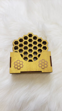 Set of 6 laser cut honeycomb coasters with holder