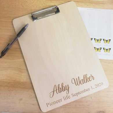Full sized clipboard with included personalization added, no extra cost!